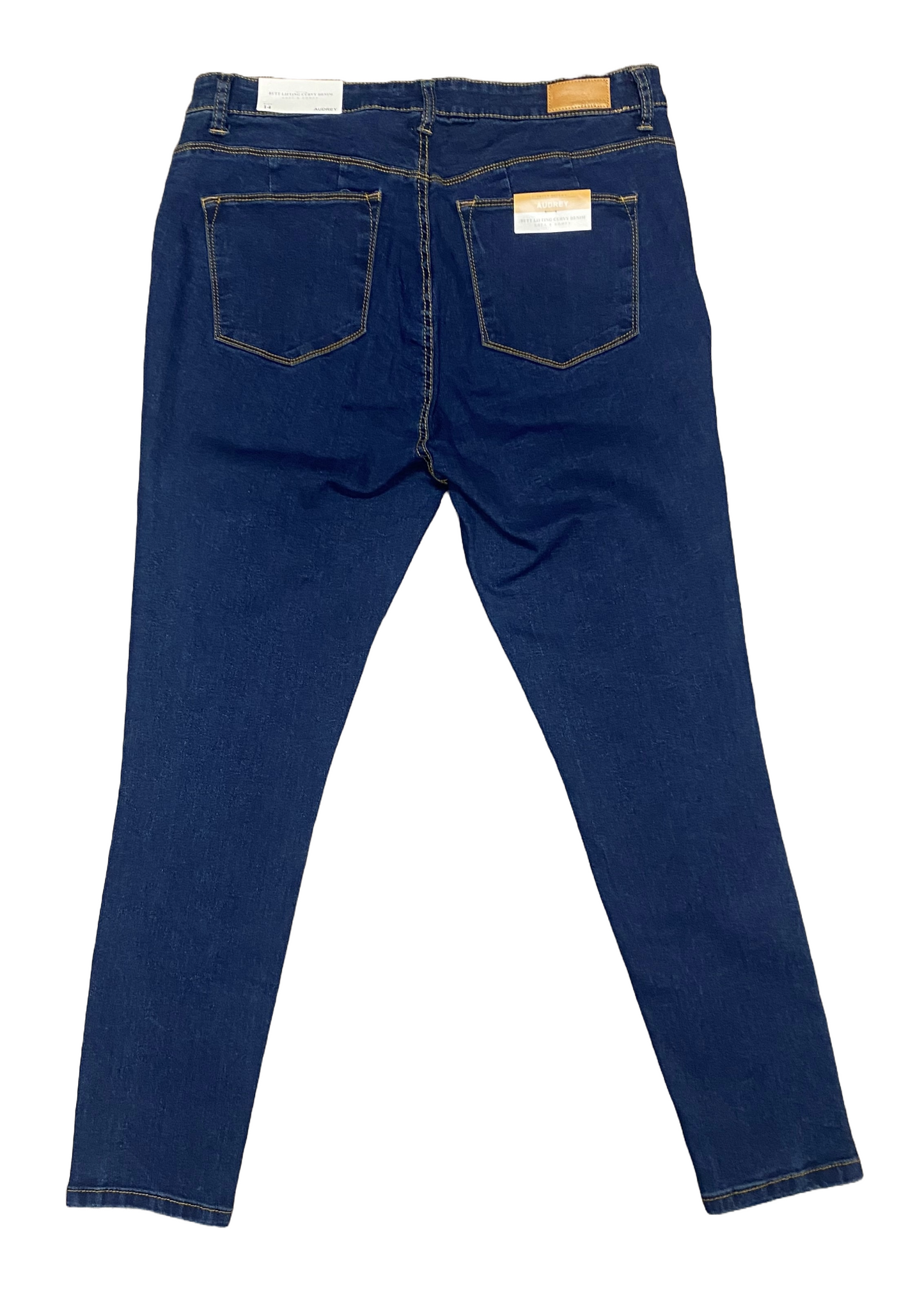 MISSY 1 BUTTON STRETCH PANTS-MED BLUE