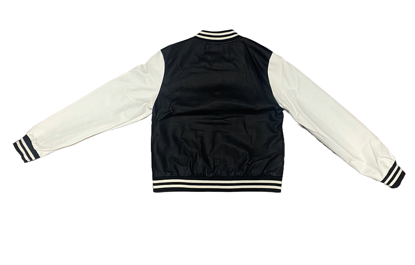 LADIES BOMBER PU JACKET-BLACK/WHITE