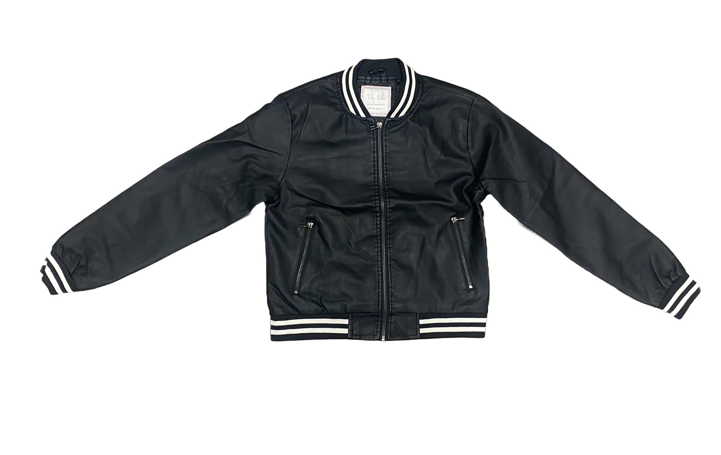 LADIES BOMBER PU JACKET-BLACK