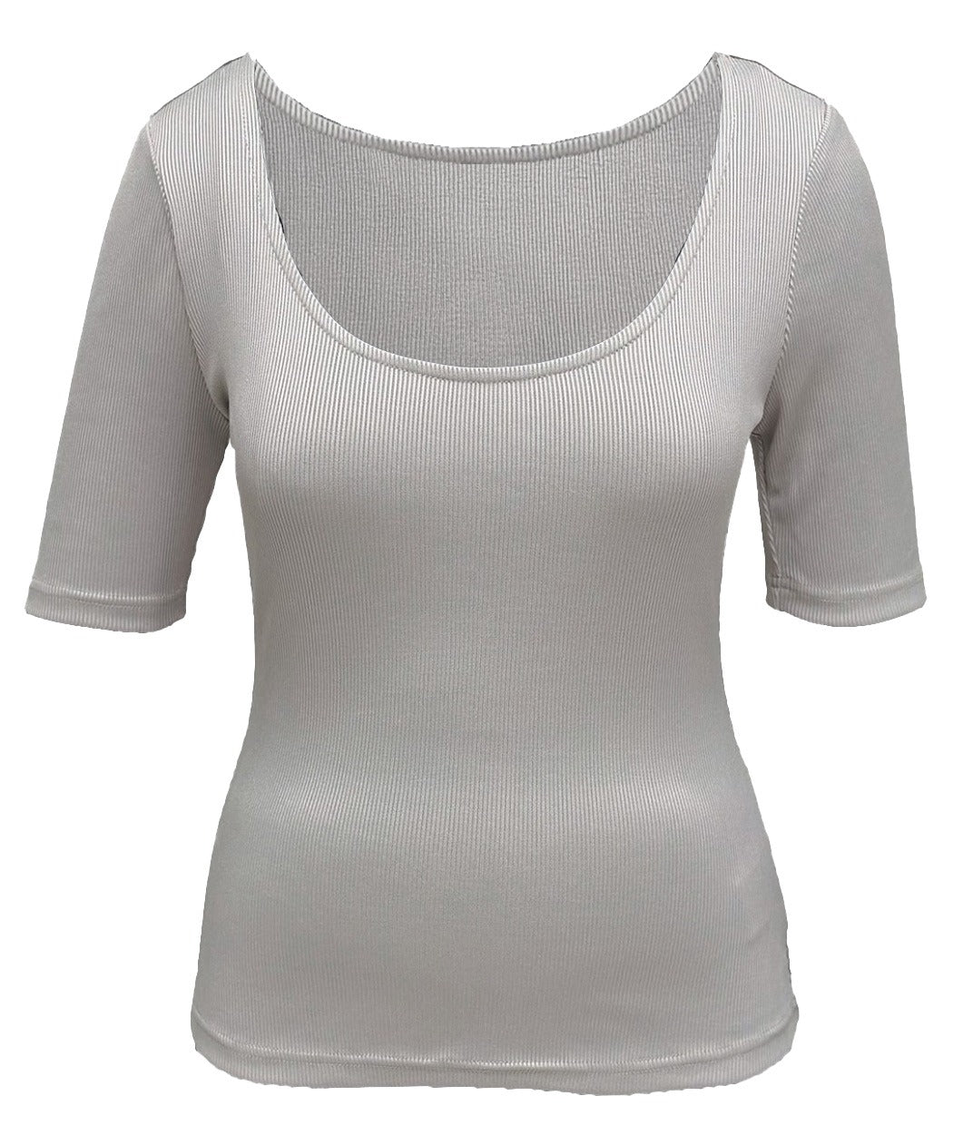 LADIES KNITTED TOP-GREY