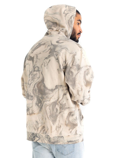 Marble Embroidered Hoodie - Sand