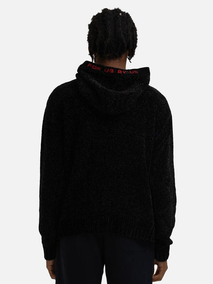 Cozy Chenille Hoodie - Black