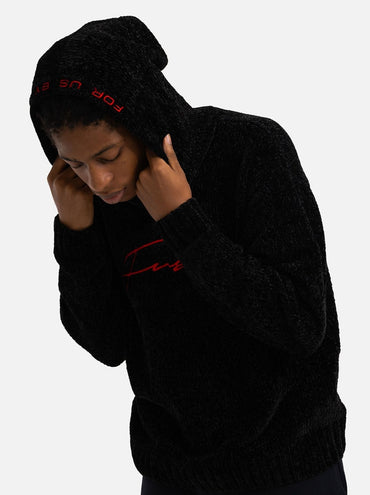 Cozy Chenille Hoodie - Black