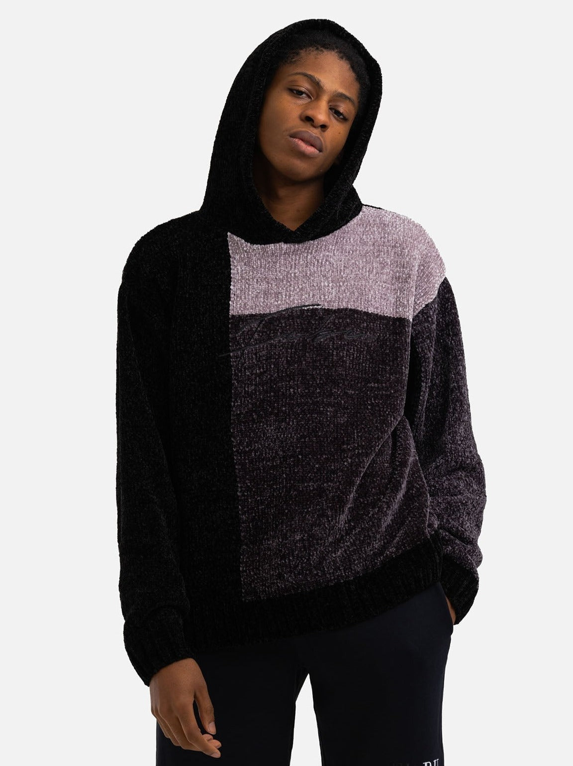 Cozy Chenille Hoodie - Gray Block