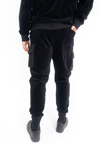 Corduroy Combo Knit Cargo Jogger - Black