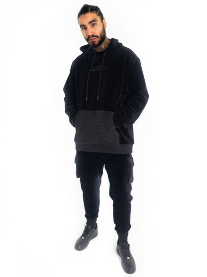 Corduroy Combo Knit Cargo Jogger - Black