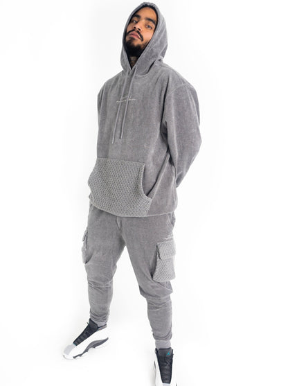 Corduroy Combo Knit Cargo Jogger - Gray