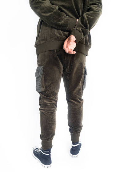 Corduroy Combo Knit Cargo Jogger - Olive