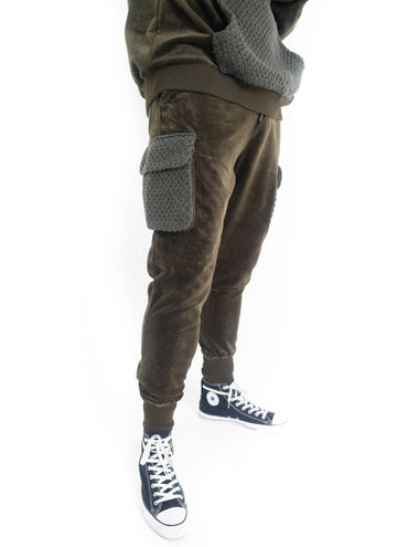 Corduroy Combo Knit Cargo Jogger - Olive