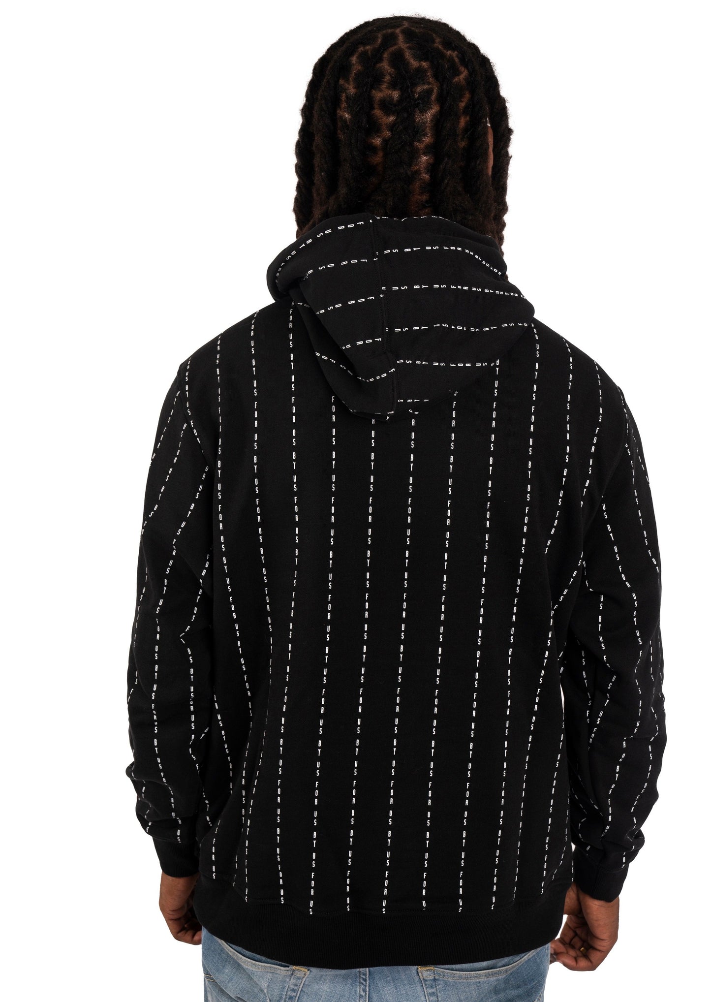 Chenille Patched Matrix Hoodie - Black