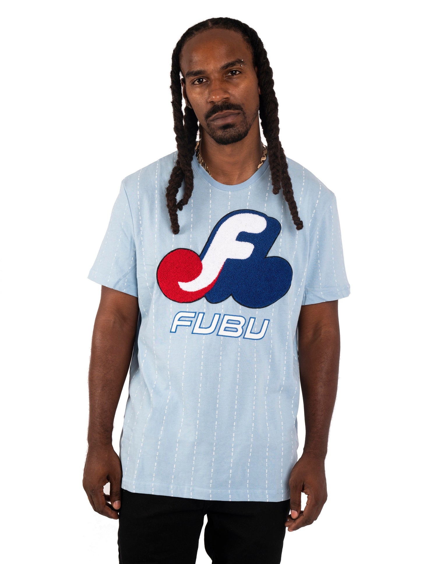 Chenille Patch Matrix Tee - Carolina Blue