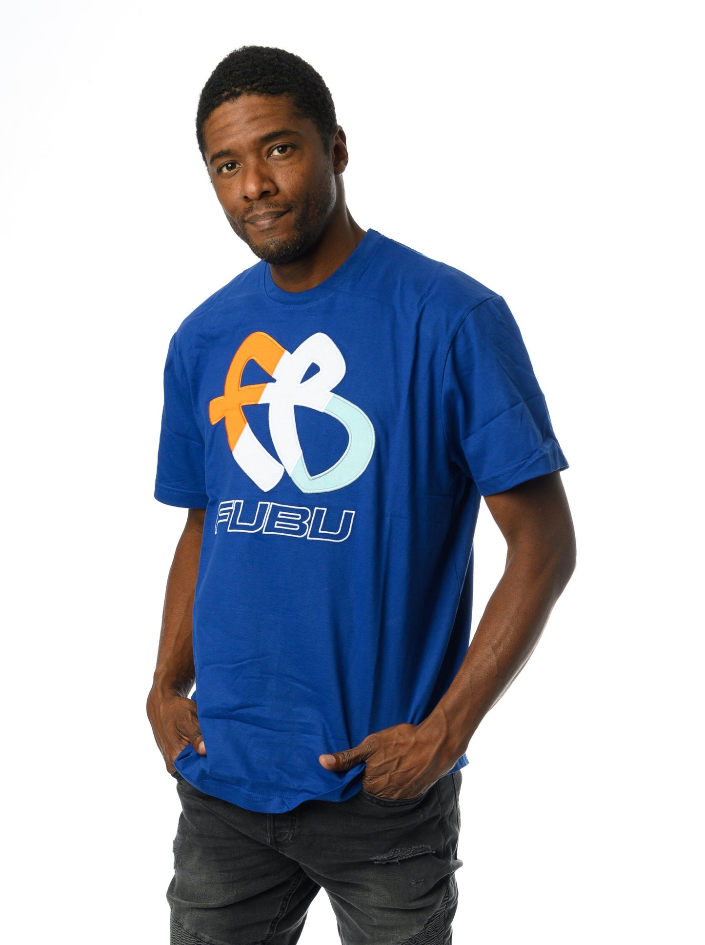 Tri-Color FB Logo Tee - Navy