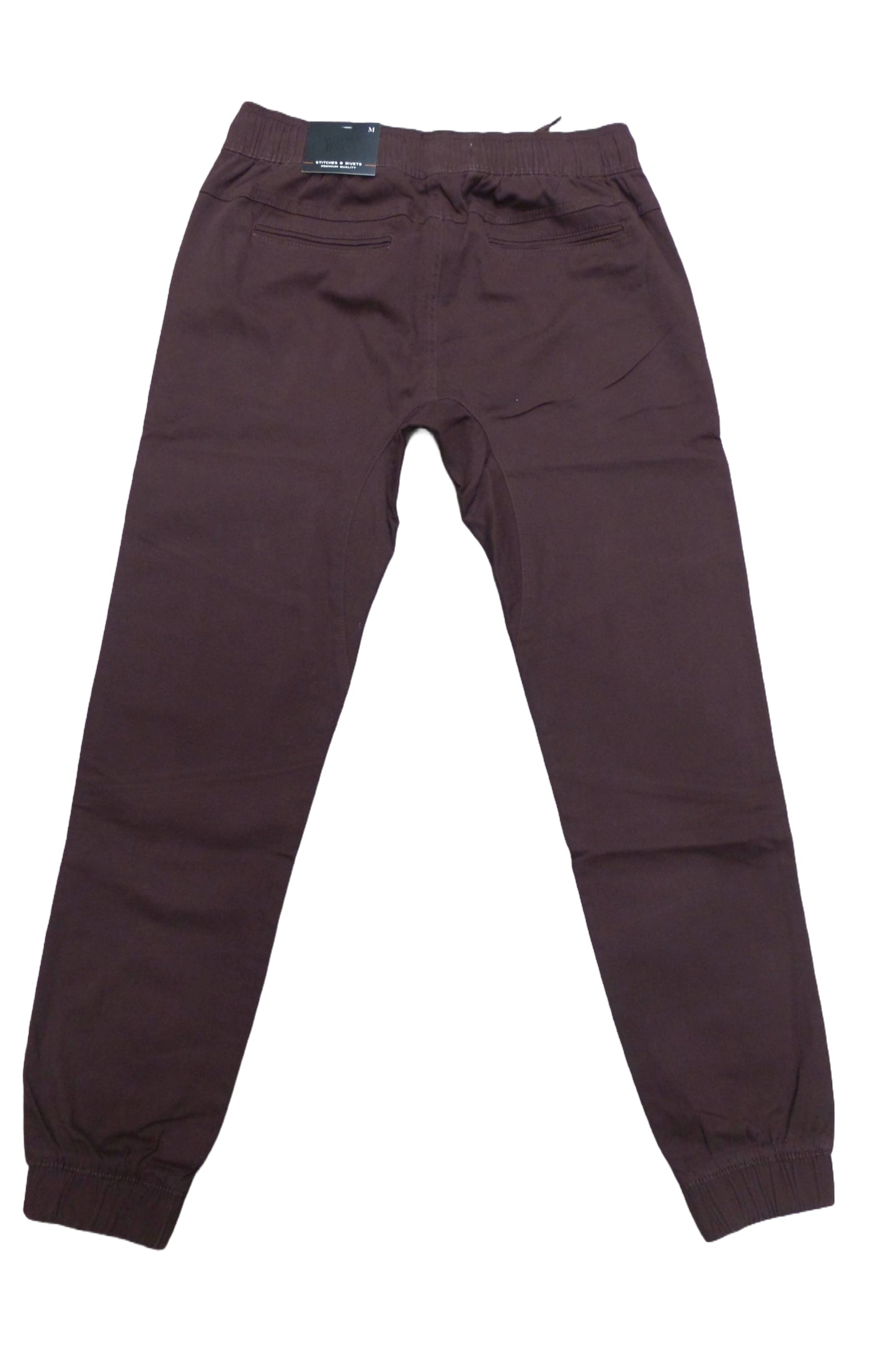 MENS FASHION STRETCH TWILL WOVEN JOGGER-BURGUNDY