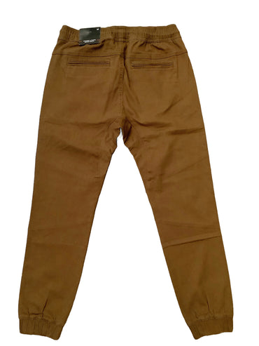 MENS FASHION STRETCH TWILL WOVEN JOGGER-TOBACCO