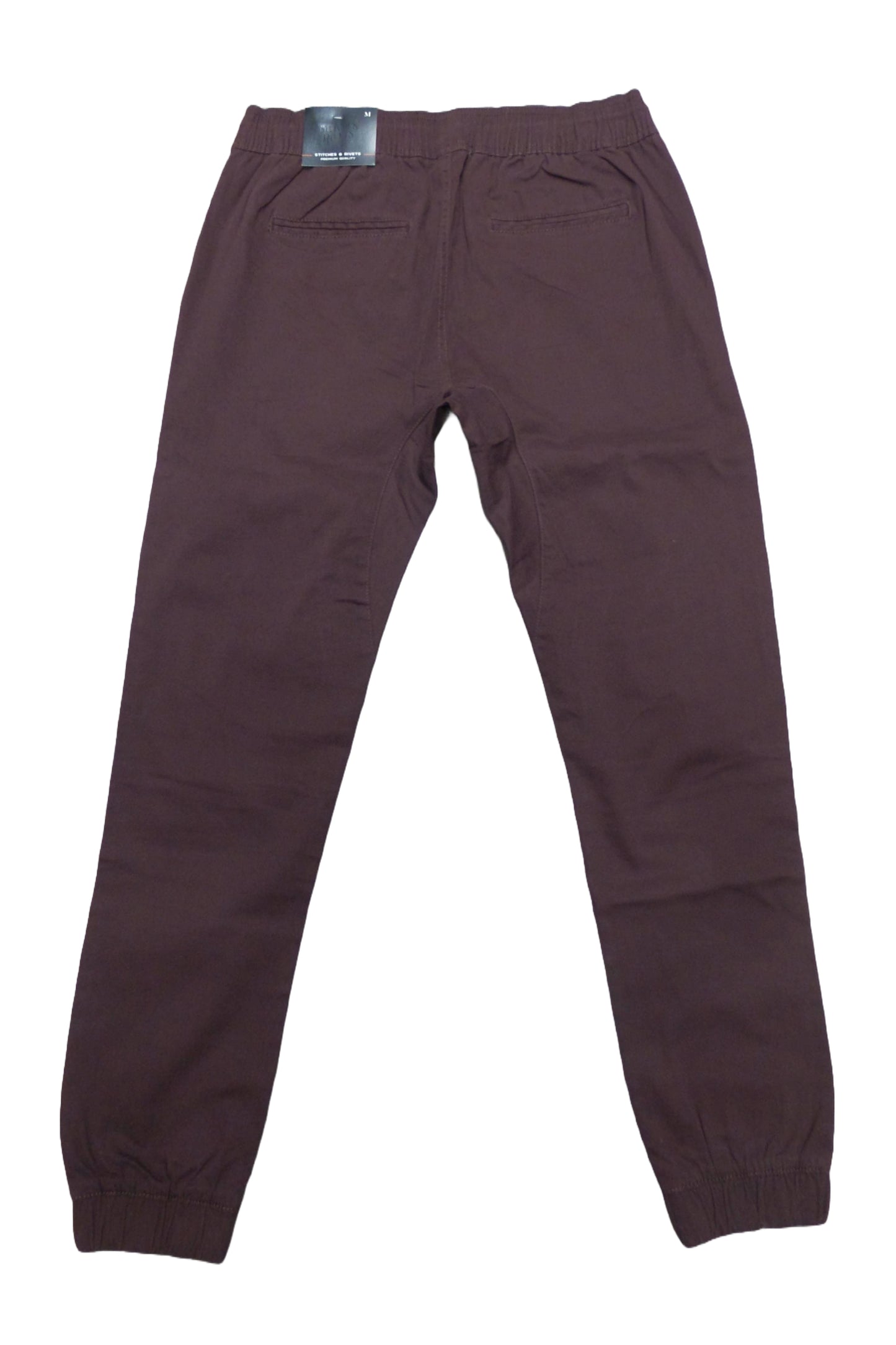 MENS FASHION STRETCH TWILL WOVEN JOGGER-BURGUNDY