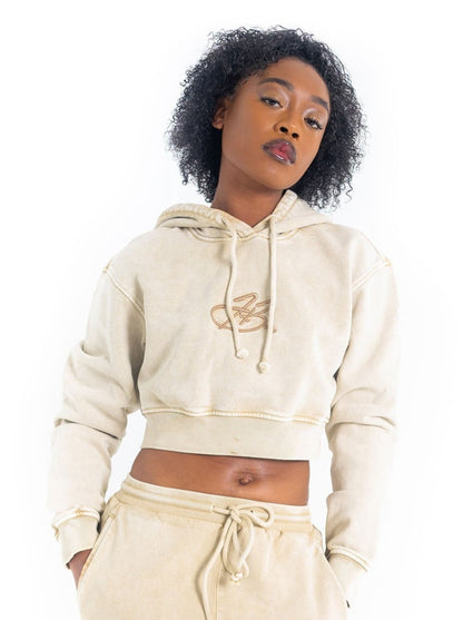 Women's Cropped Hoodie - Sand