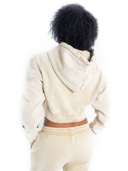 Women's Cropped Hoodie - Sand