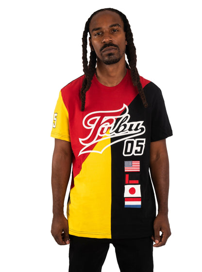 Tri-Color Sport Tee - Red & Yellow