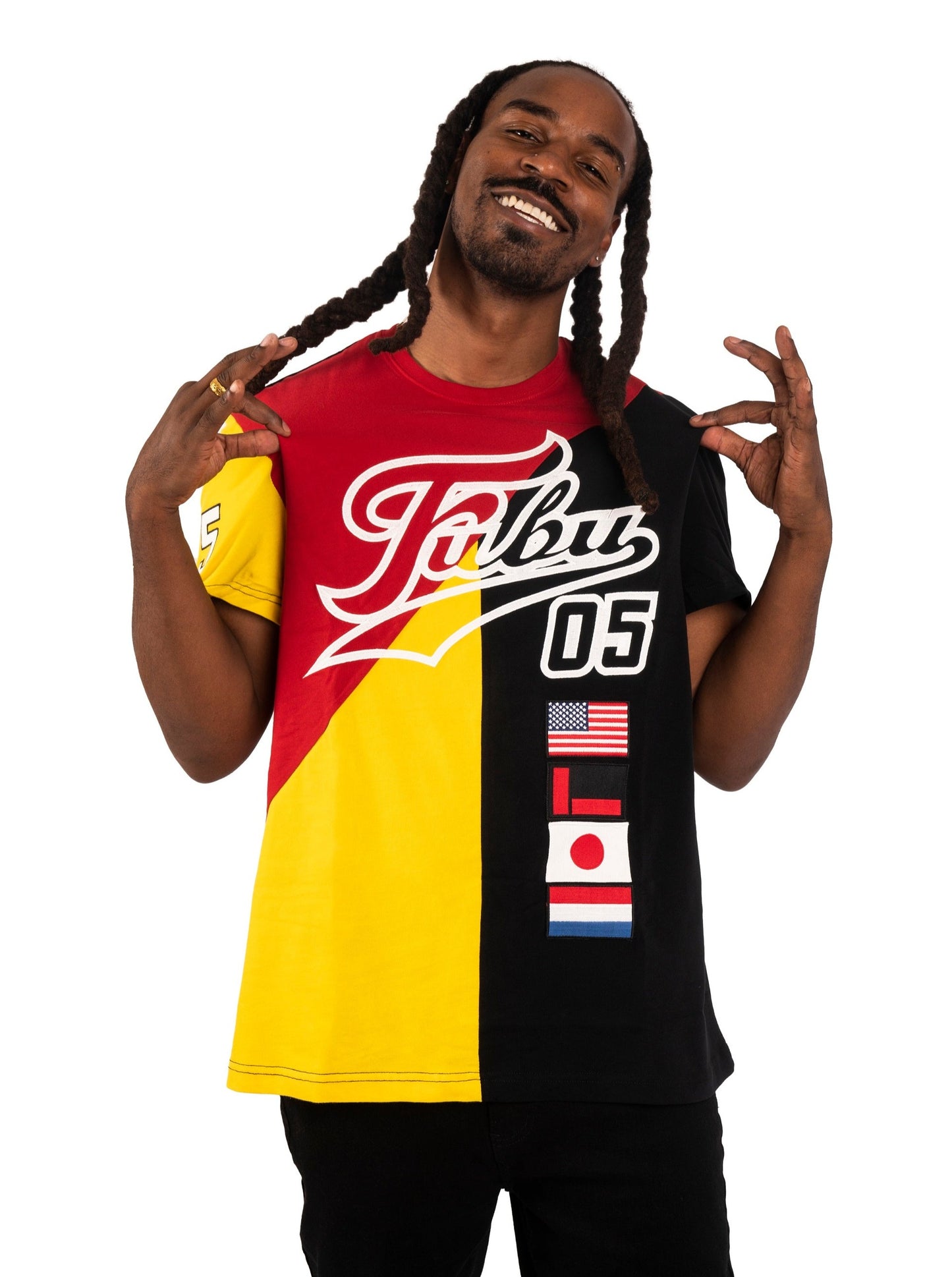 Tri-Color Sport Tee - Red & Yellow